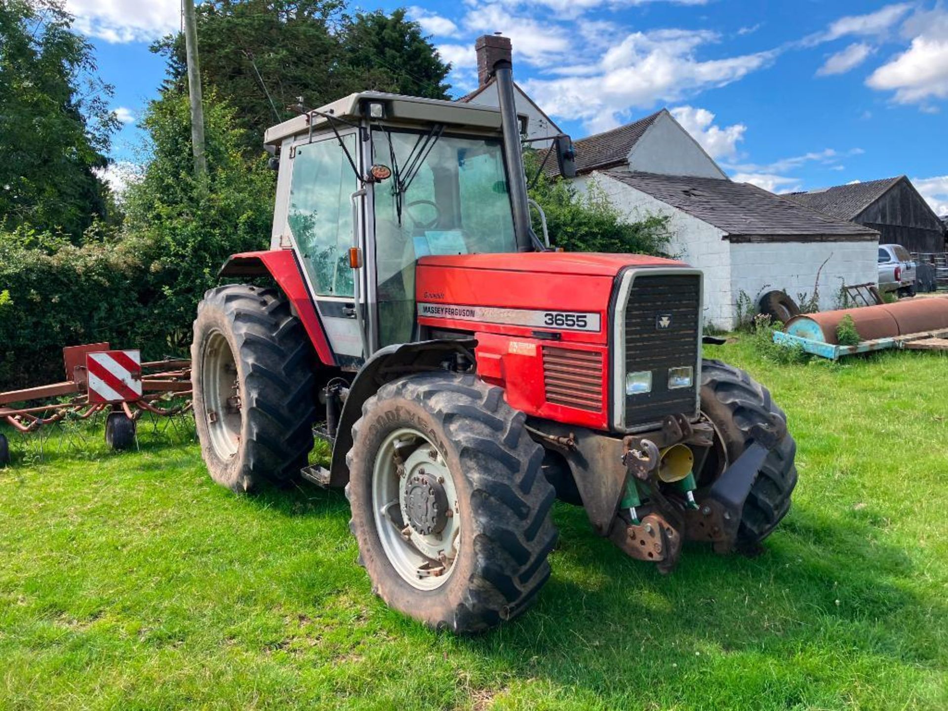 1995 Massey Ferguson 3655 Dynashift 4wd Datatronic tractor with 3 manual spools, front linkage and P - Image 10 of 23