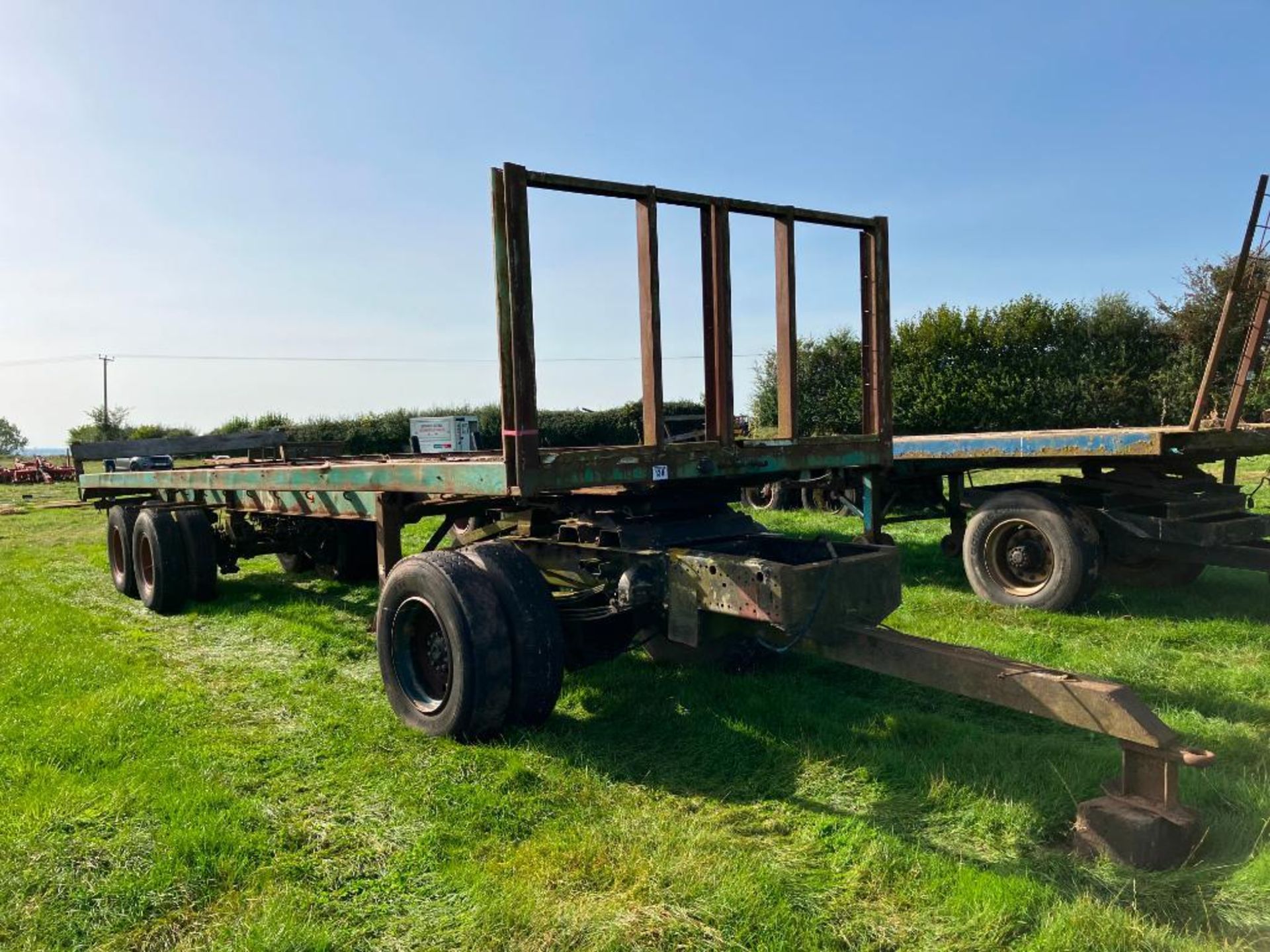Bale trailer 32ft twin axle with front dolly, no floor on 10R20 wheels and tyres