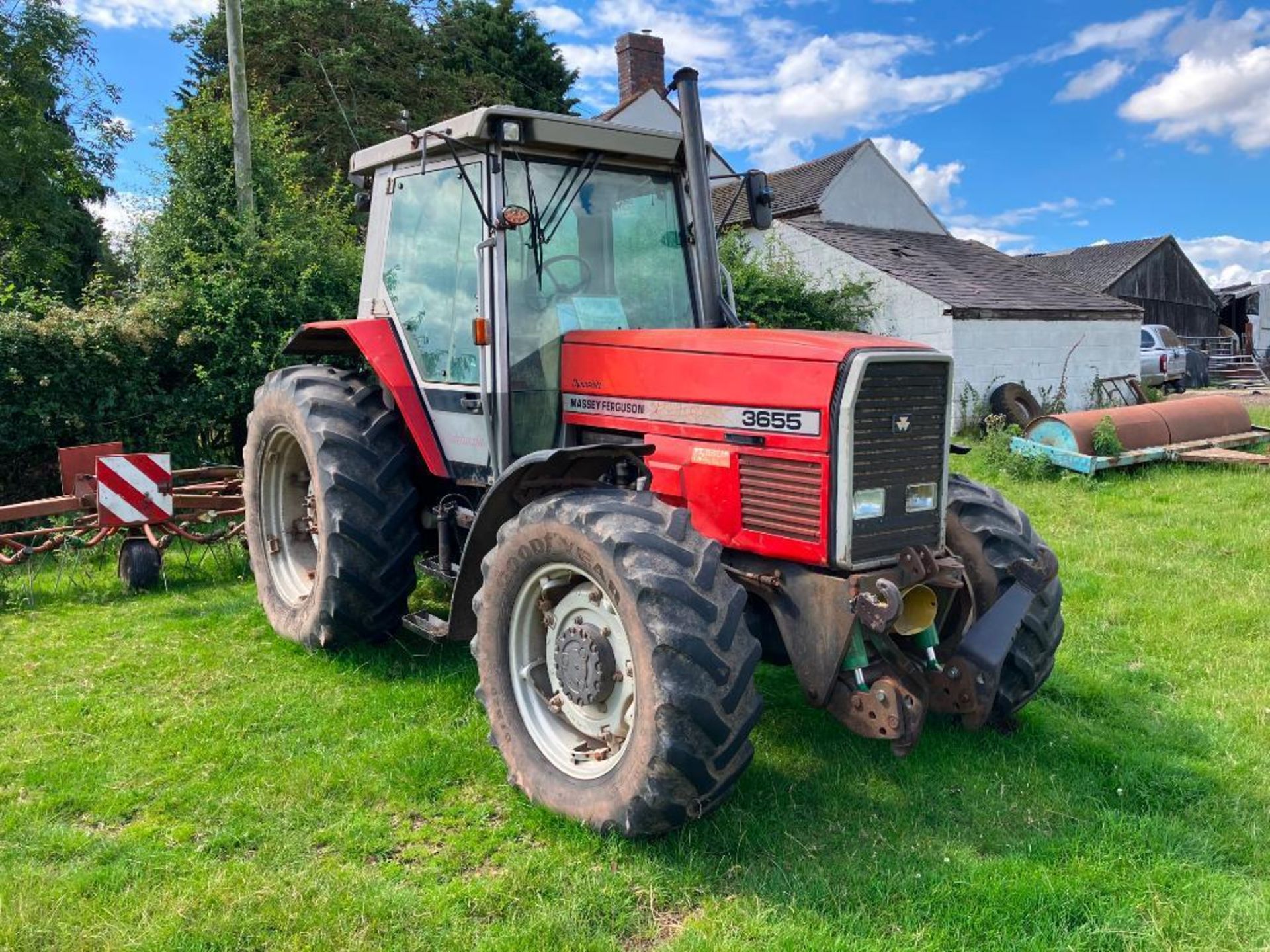 1995 Massey Ferguson 3655 Dynashift 4wd Datatronic tractor with 3 manual spools, front linkage and P - Image 9 of 23