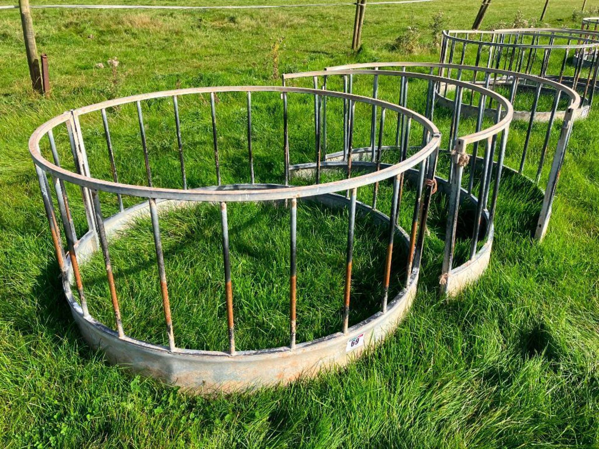 2No galvanised sheep ring feeders