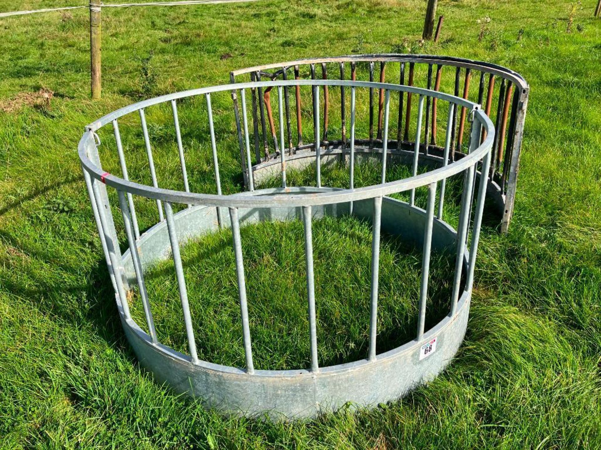 2No Galvanised sheep ring feeders