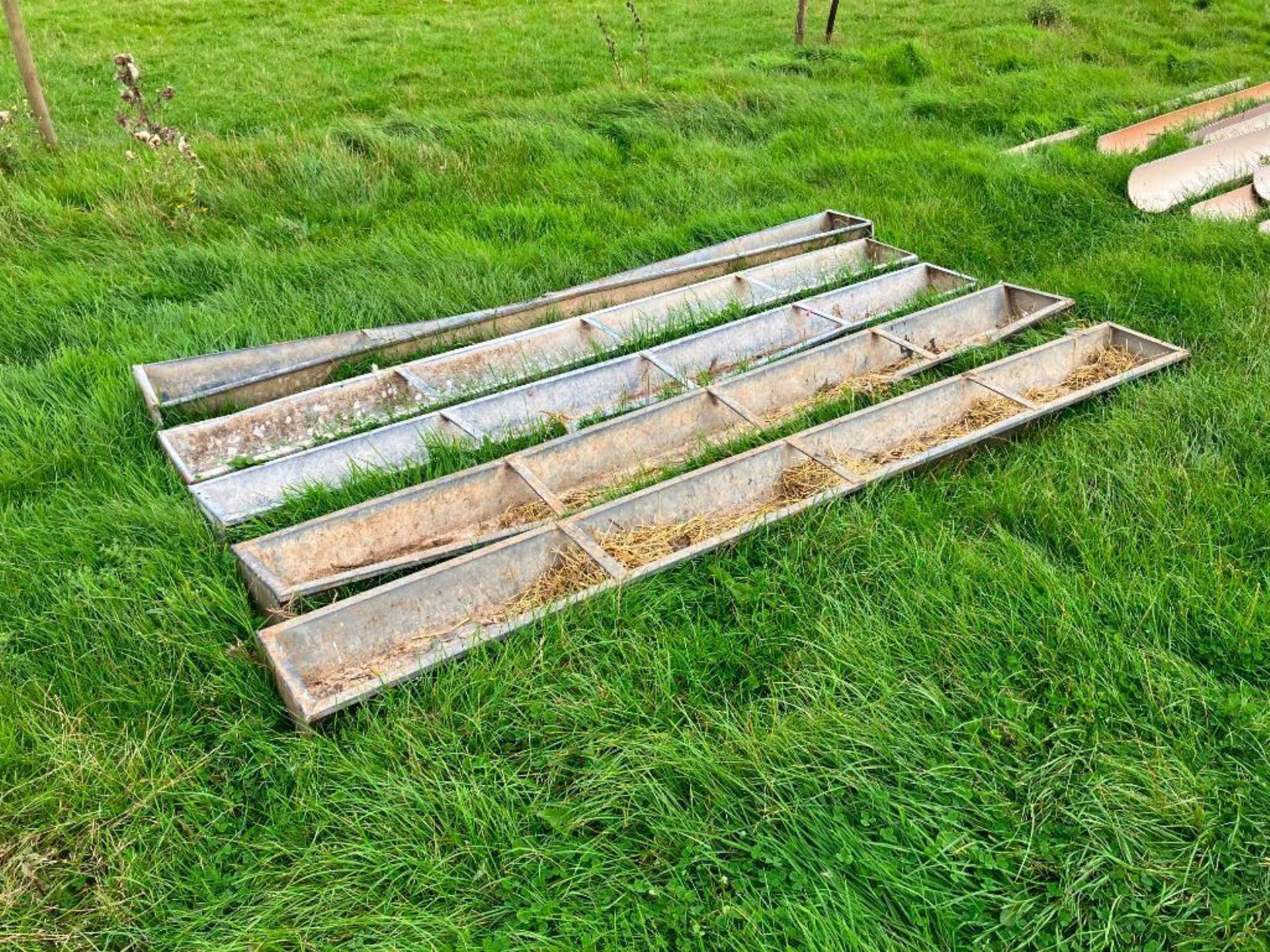 6No 9ft galvanised feed troughs - Image 2 of 2