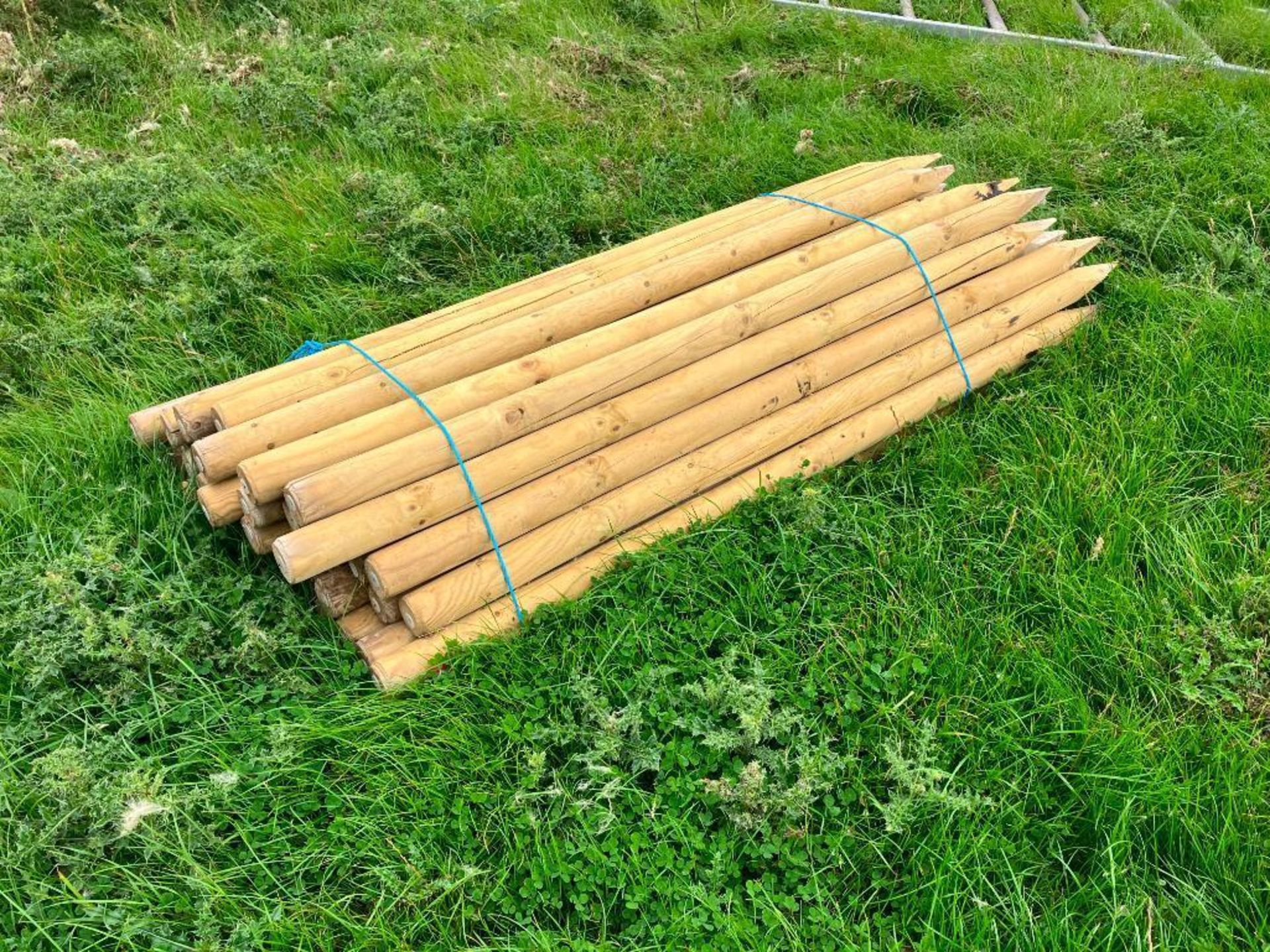 Quantity 3" round timber fence posts - Image 2 of 2