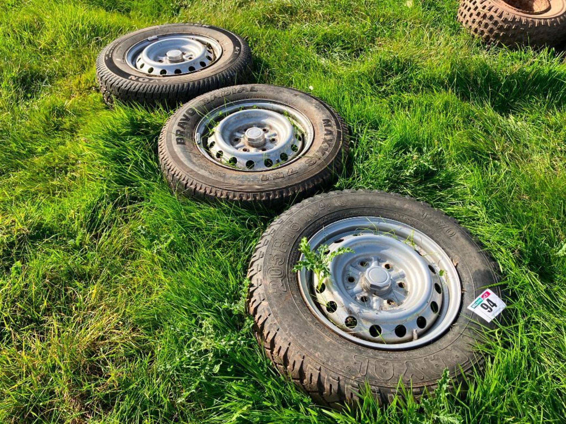 3No 205/80R16 6 stud steel wheels and tyres