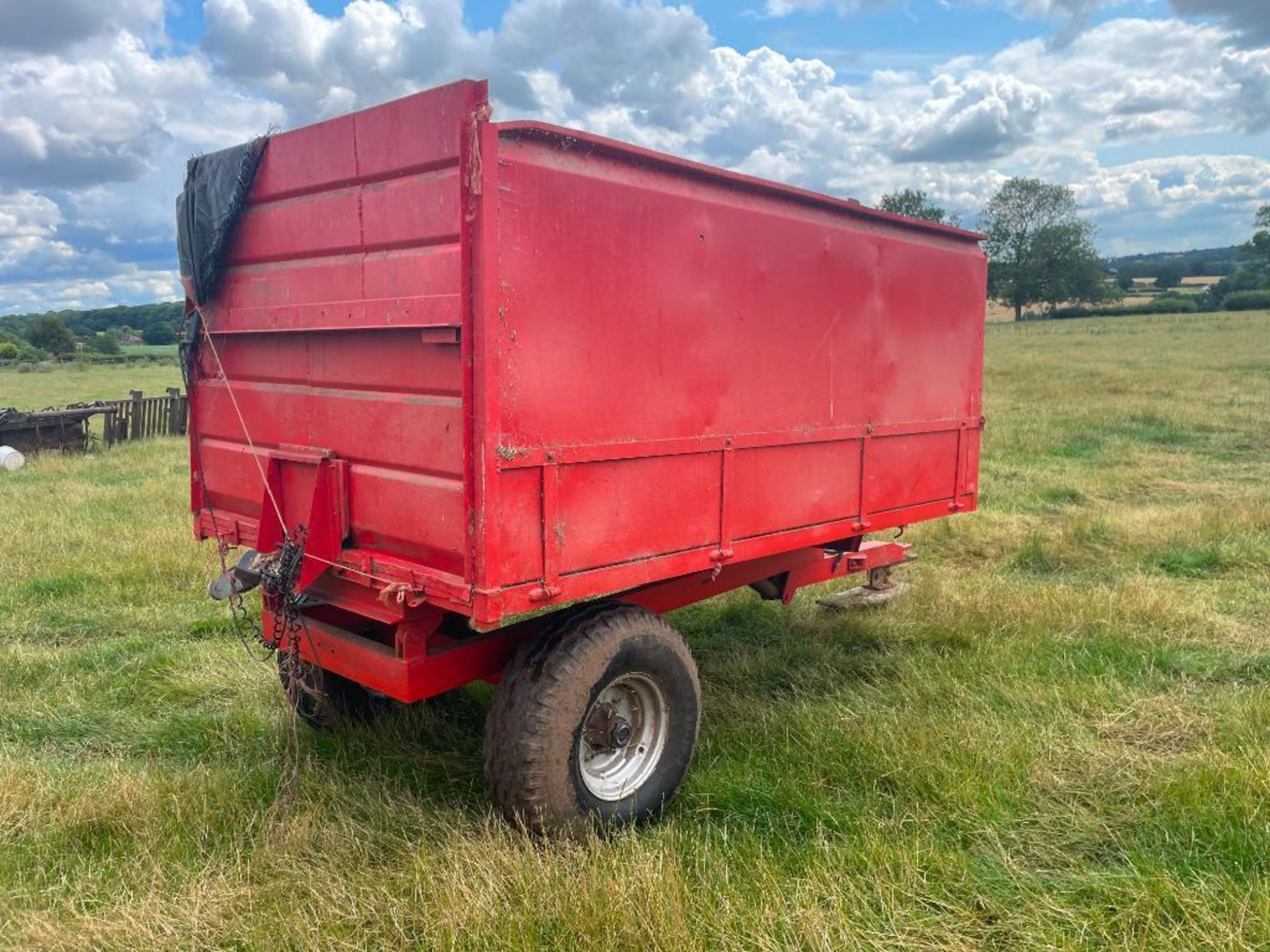 Dropside 6t single axle trailer with grain chute on 12.5/80-15.3 wheels and tyres - Image 8 of 16