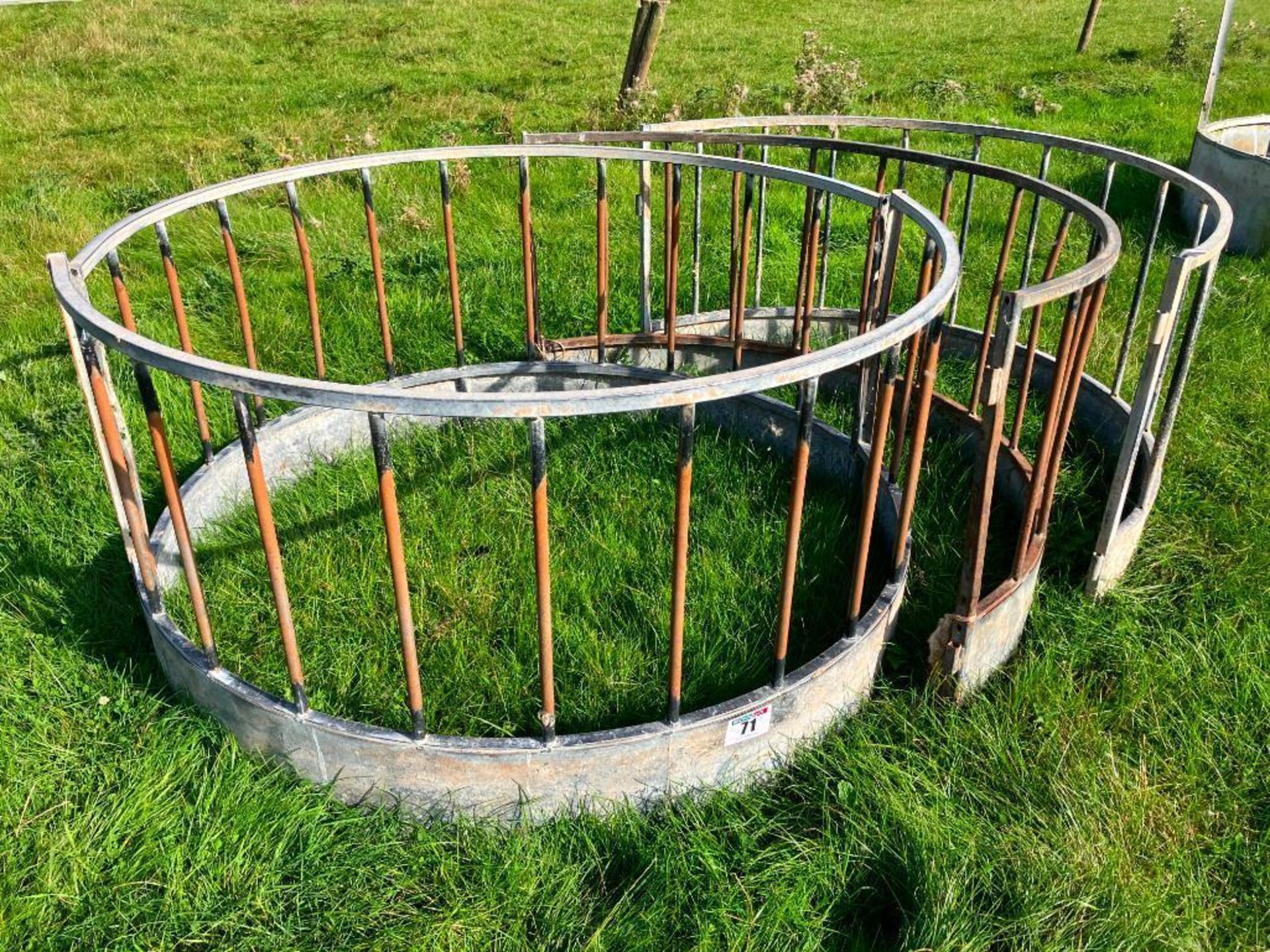 2No galvanised sheep ring feeders