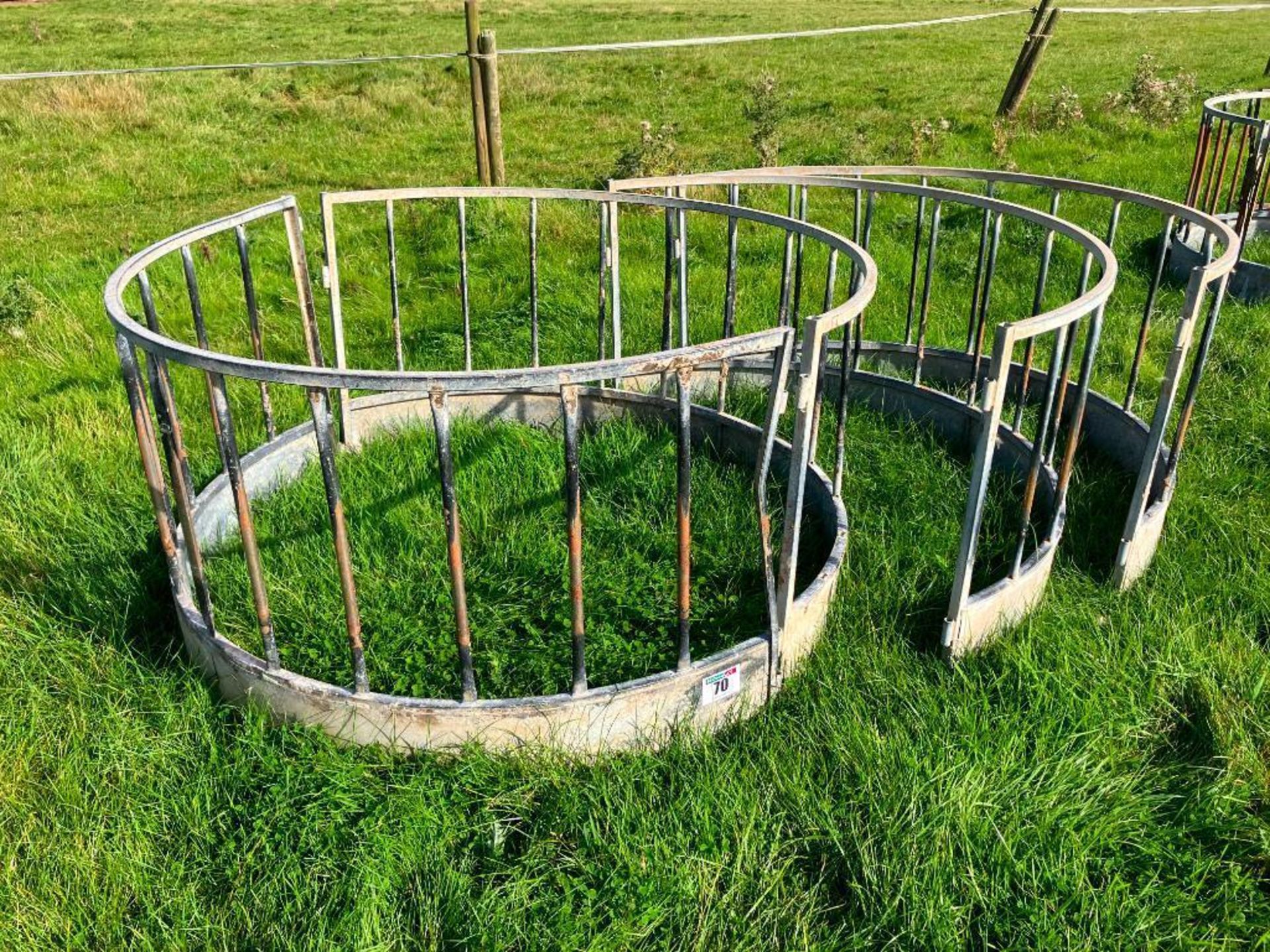 2No galvanised sheep ring feeders