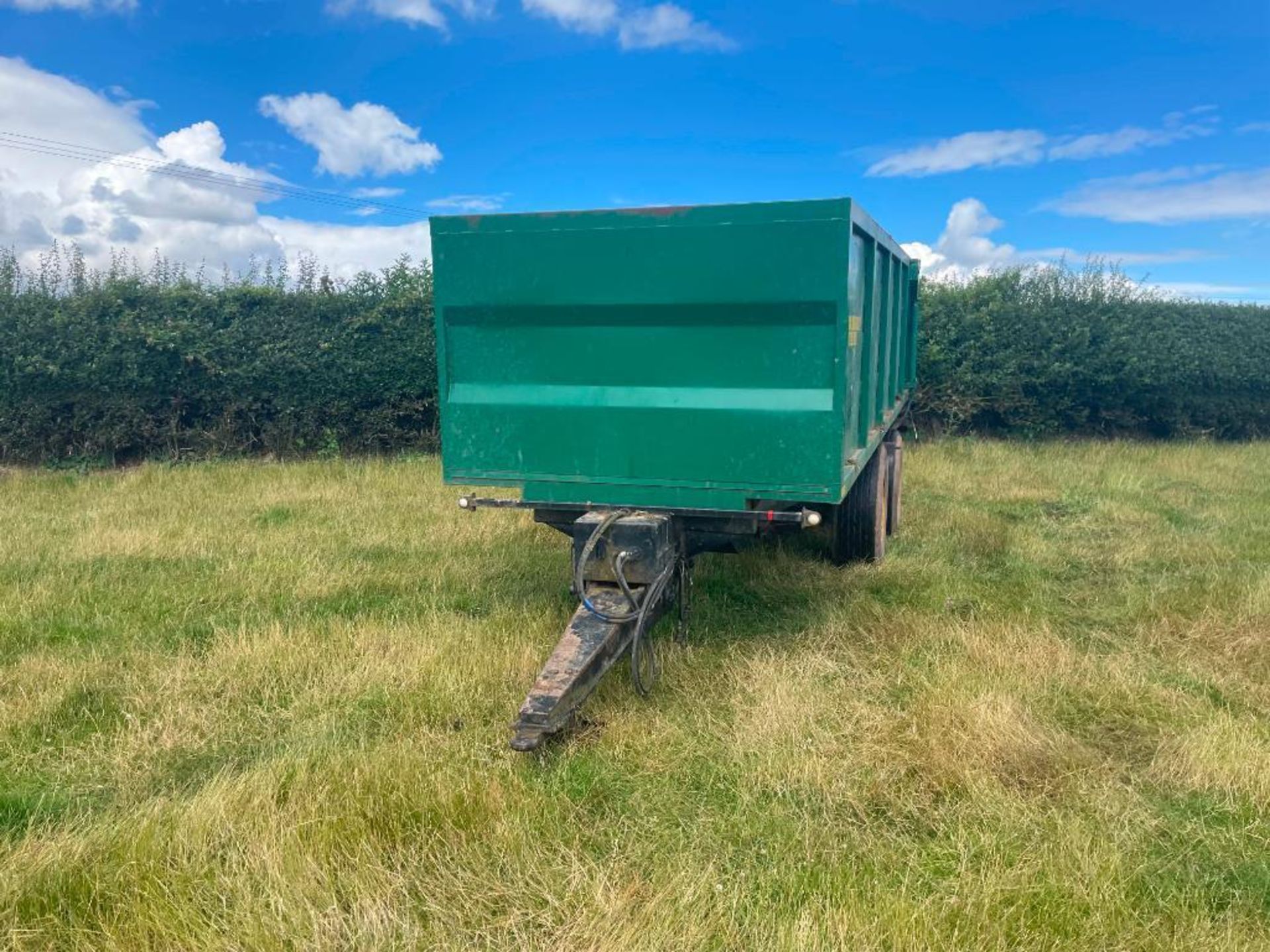 1998 Merrick Loggin 16t twin axle grain trailer with sprung drawbar and hydraulic tailgate on 385/65 - Image 8 of 16