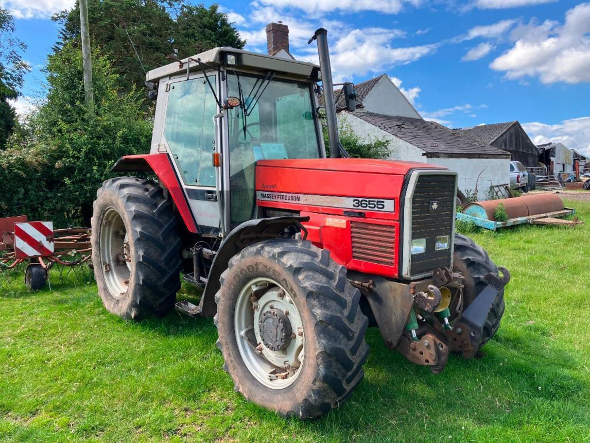 1995 Massey Ferguson 3655 Dynashift 4wd Datatronic tractor with 3 manual spools, front linkage and P - Image 8 of 23