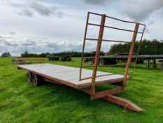 Bale trailer 27ft twin axle on 8.25-15 wheels and tyres, metal floor with front and rear rave