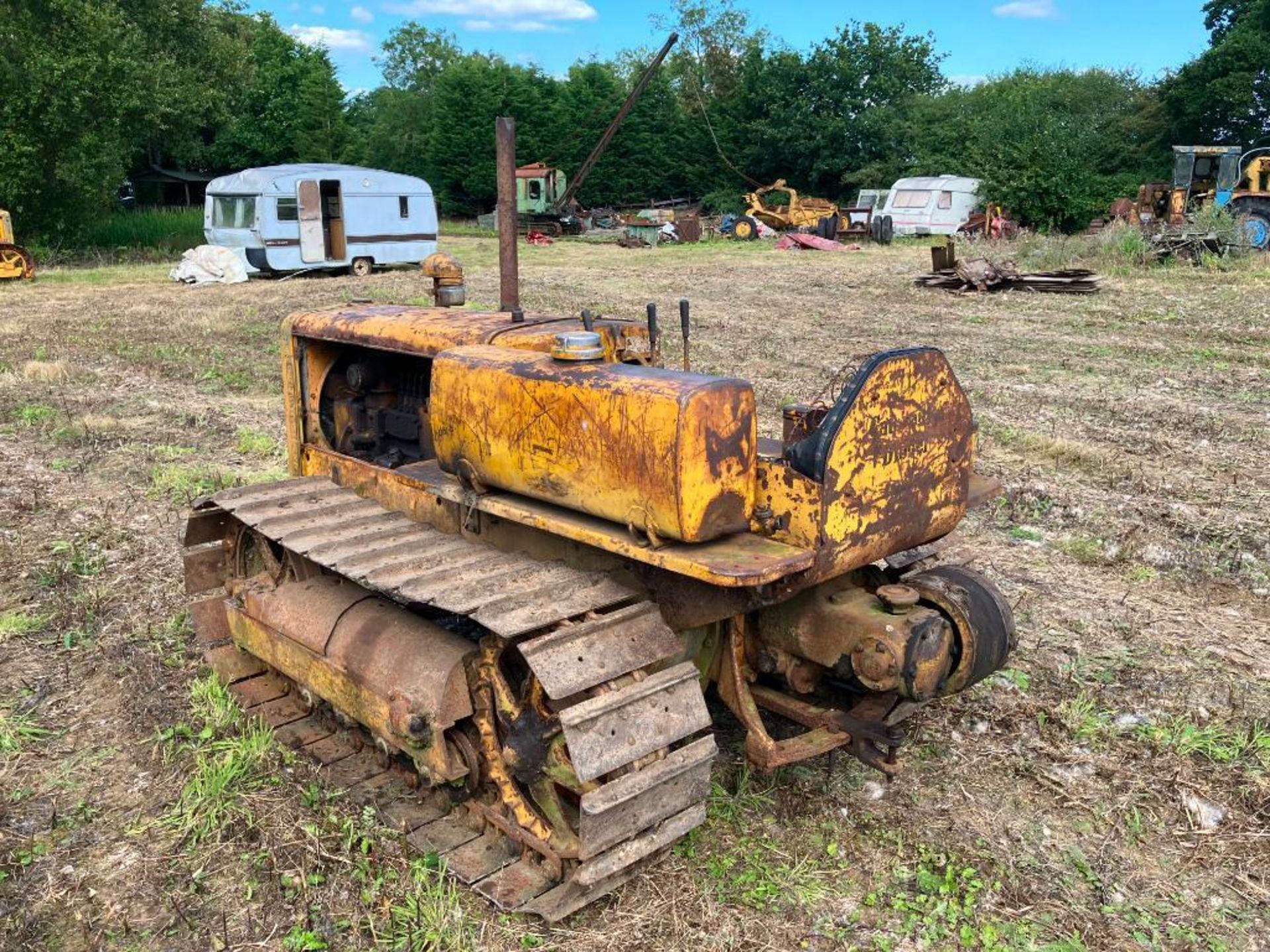 1941 Caterpillar D2 metal tracked crawler with 16" tracks, rear swinging drawbar and belt pulley. Ho - Image 7 of 15