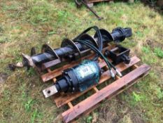 Digga PD5-5 hydraulic post hole borer with 12" auger suited to 5t excavator. Serial No: 1508130029