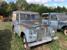 1984 Land Rover Series 3 diesel 4wd manual, blue on 205R16 wheels and tyres. Reg No: A922 FFP. Milea