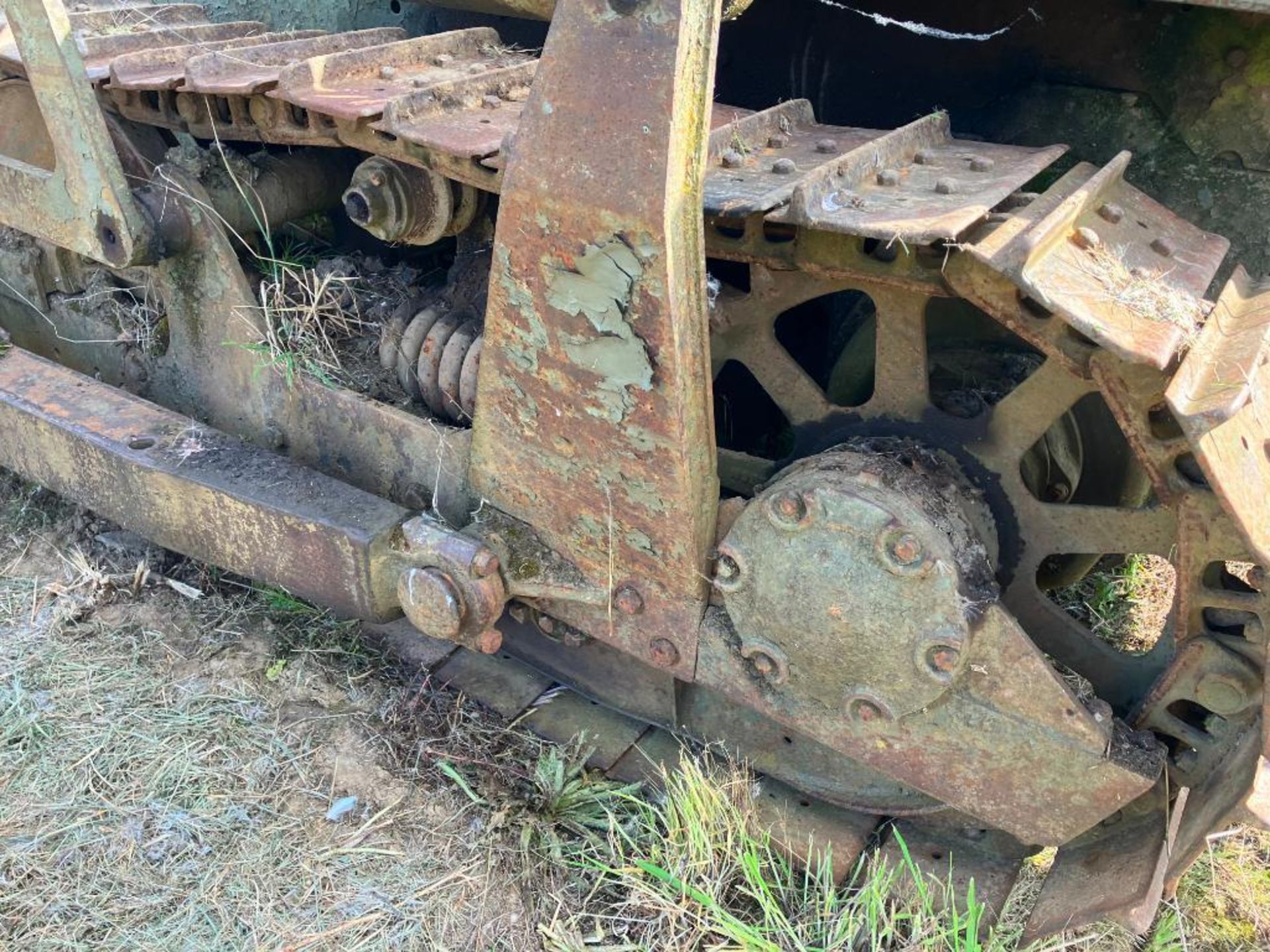 1948 Caterpillar D4 metal tracked crawler with 16" tracks, swinging drawbar, front grading blade and - Image 11 of 13