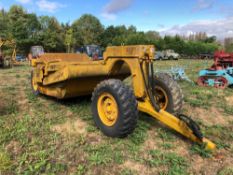 Caterpillar No. 40 6t hydraulic operated trailed scraper on 365/80R20 wheels and tyres