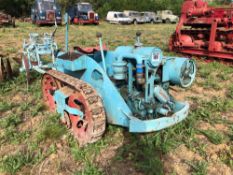 1944 Ransomes MG2 metal tracked garden tractor with petrol engine, swinging drawbar, rear lever link