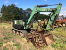 1999 Bobcat 337 5t rubber tracked excavator with 16" tracks, front blade and various digging buckets