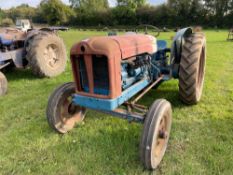 Fordson Major 2wd diesel tractor on 6.00-19 front and 12.4-11-36 rear wheels and tyres. Spares or re