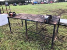 Workshop bench with vice and bench grinder