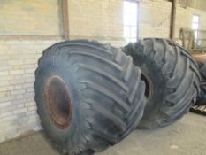 Pair of Terra tyres (66 x 43 - 25) c/w Ford centers