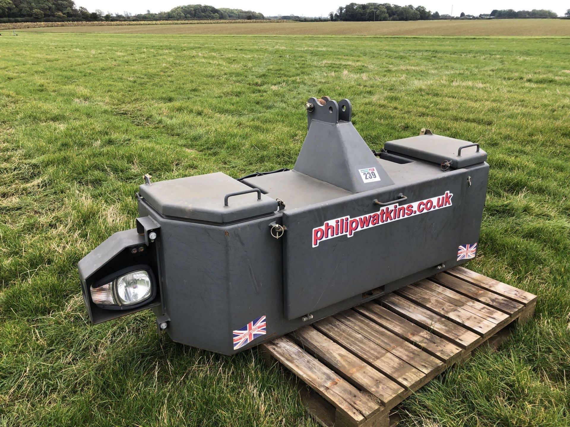 2018 Phillip Watkins 500kg front weight block with tool boxes. Serial No: ATT1267 - Image 2 of 7