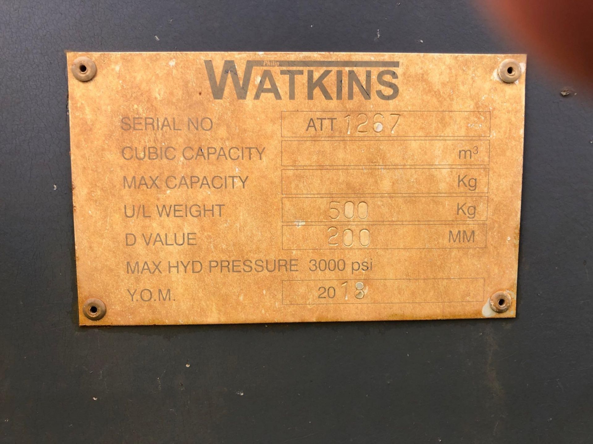 2018 Phillip Watkins 500kg front weight block with tool boxes. Serial No: ATT1267 - Image 7 of 7