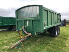 2008 Bailey 14t grain trailer, sprung drawbar, air brakes, hydraulic tailgate, grain chute, manual r