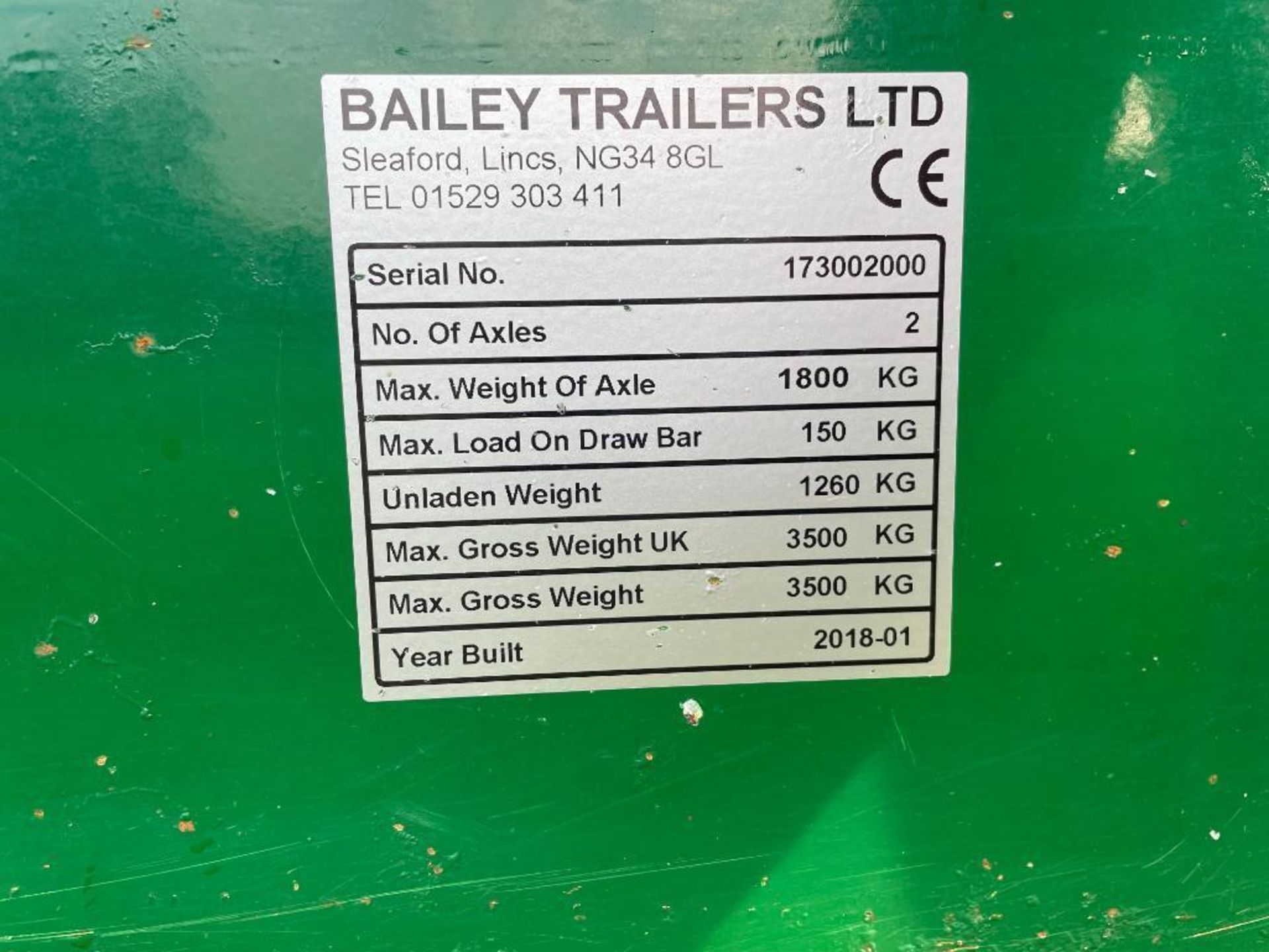 2018 Bailey twin axle diesel bowser with 2,000l diesel tank and 220l AD-Blue tank, 12v pump and flow - Image 8 of 16