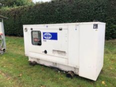 2005 Perkins P100 6cyl diesel generator, 100kVA. Hours: 13,158. Serial No: FGWP04CEOA10510