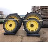 Set Mitas 340/85R38 front and Firestone 380/105R50 rear wheels and tyres with John Deere centres