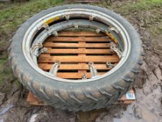 Pair of Standen row crop rims with 6.50-44 tyres