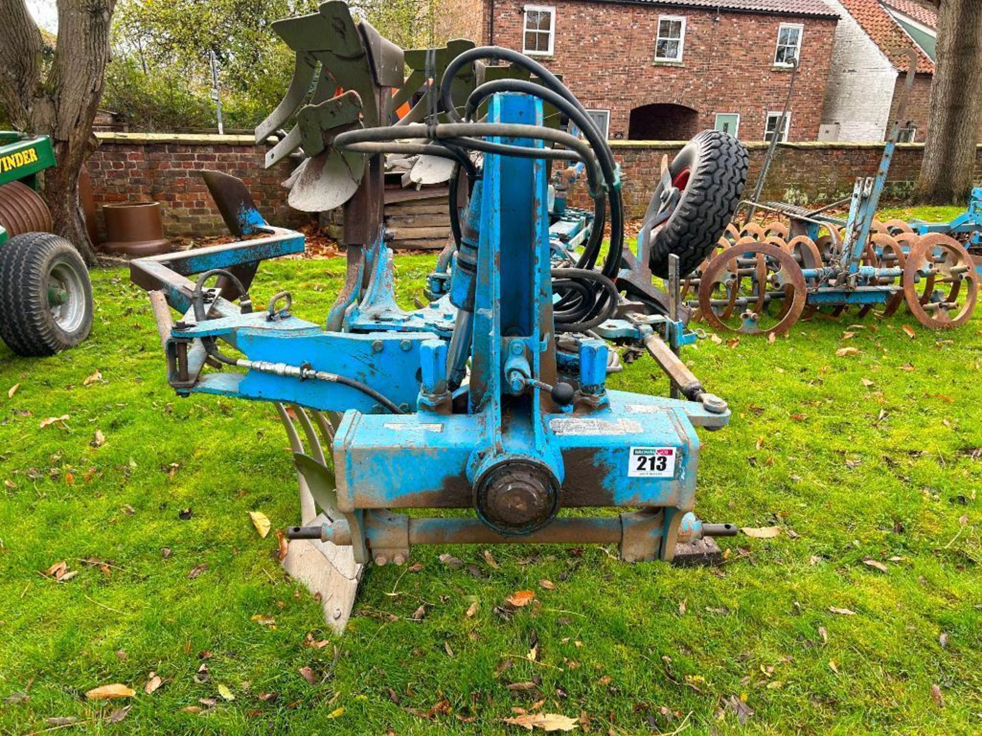 1991 Lemken DL5120 4 furrow hydraulic vari-width reversible plough with slatted mouldboards, c/w dep