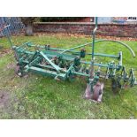 H Leverton & Co sugar beet 6 row inter-row cultivator, set for 20inch.  Manual and seat in the offic
