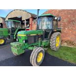1987 John Deere 2850 Power Synchron tractor, on 10.0-16 front and 13.6/12r38 rear wheels and tyres.