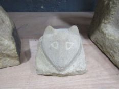 Cats Head / Face Carved In Natural Stone