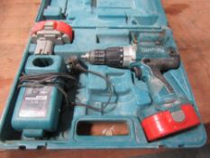 Makita 844D 1/2 18v Drill c/w 2 x Batteries, Charger & Carry Case