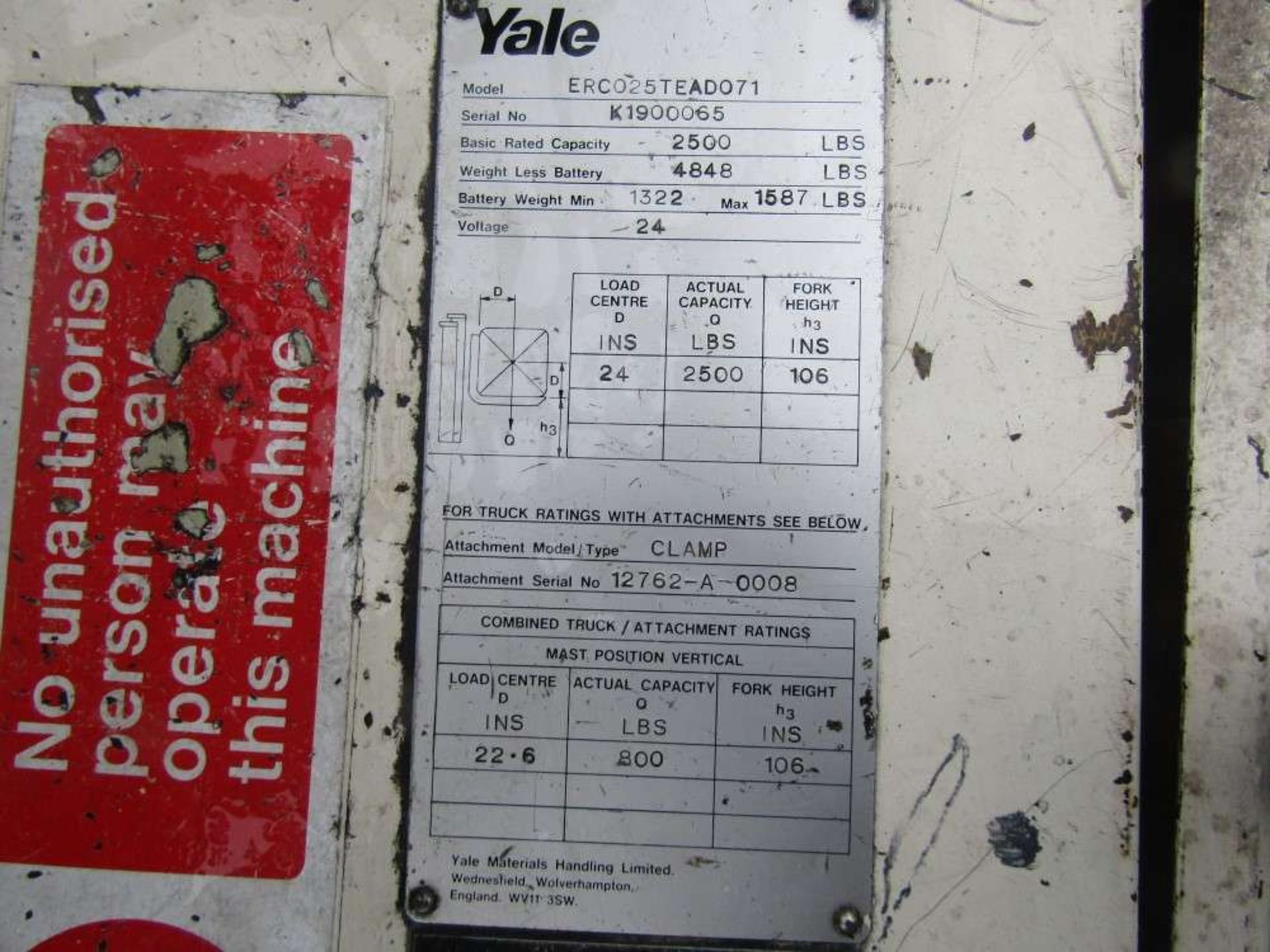 Yale 1.5t Electric Forklift - Image 5 of 6