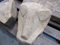 Pigs Head Carved In Natural Stone