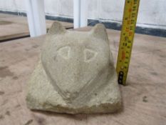 Cats Head Carved In Natural Stone