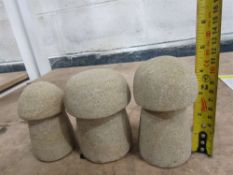 Group of Three Natural Stone Carved Mushrooms