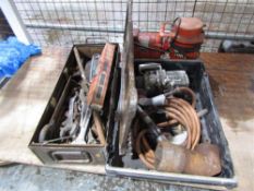 Tray of Air Tools & Compressor & Ammunition Box of Old Tools