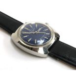 A Jaeger leCoultre Club stainless steel day date automatic gent's wrist watch, midnight blue dial