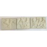 Three resin classical reliefs depicting horsemen, each approx. 18x37cm