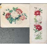 Two 19th century floral watercolour studies of roses, 32x12cm and 22x27cm