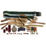 A quantity of medal ribbon bars, together with Baxen suspenders, Royal signals patches, etc