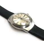 A Jaeger leCoultre Club stainless steel day date automatic gent's wrist watch, silvered dial with