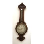 A banjo barometer by H Hughes & Son, 59 Fenchurch Street, London, 80cmL
