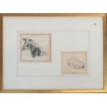 Lucy Dawson (1867-1954), two framed pencil sketches, 'Cocker Spaniel' and 'Toots', 11.5x12.5cm and