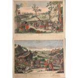 Georg Balthasar Probst (1673-1748), two 18th century hand coloured Bibilocal 'Vue Optique'