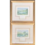A pair of prints in oils after George Baxter, 'Head of Windermere' and 'Loch Katrine', each 6x9.5cm